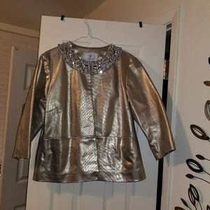 Chico's  Golden  leather jacket  sz 2   or L